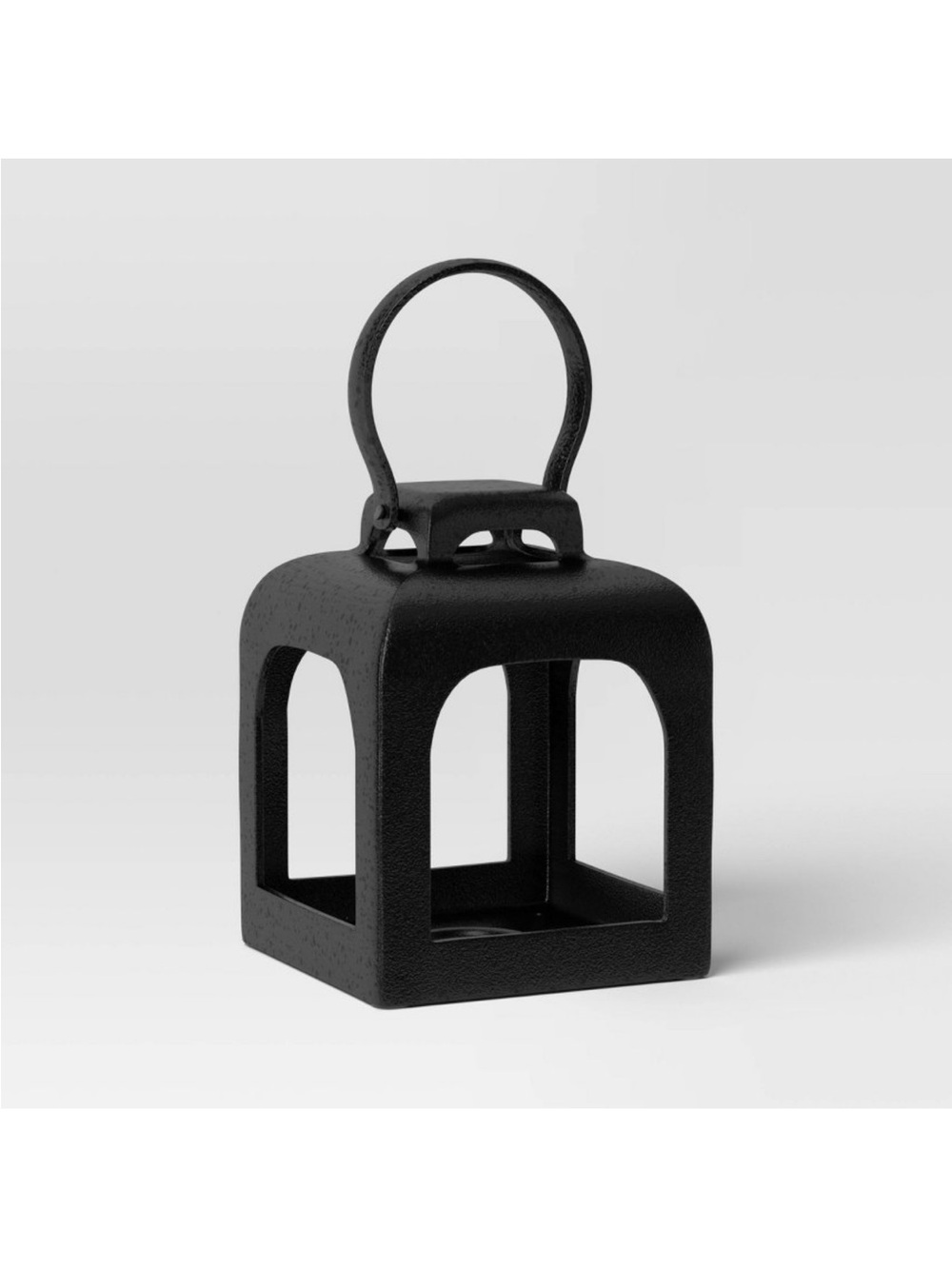 6.4"x5" Tealight Cast Aluminum Outdoor Lantern Candle Holder Black Threshold
